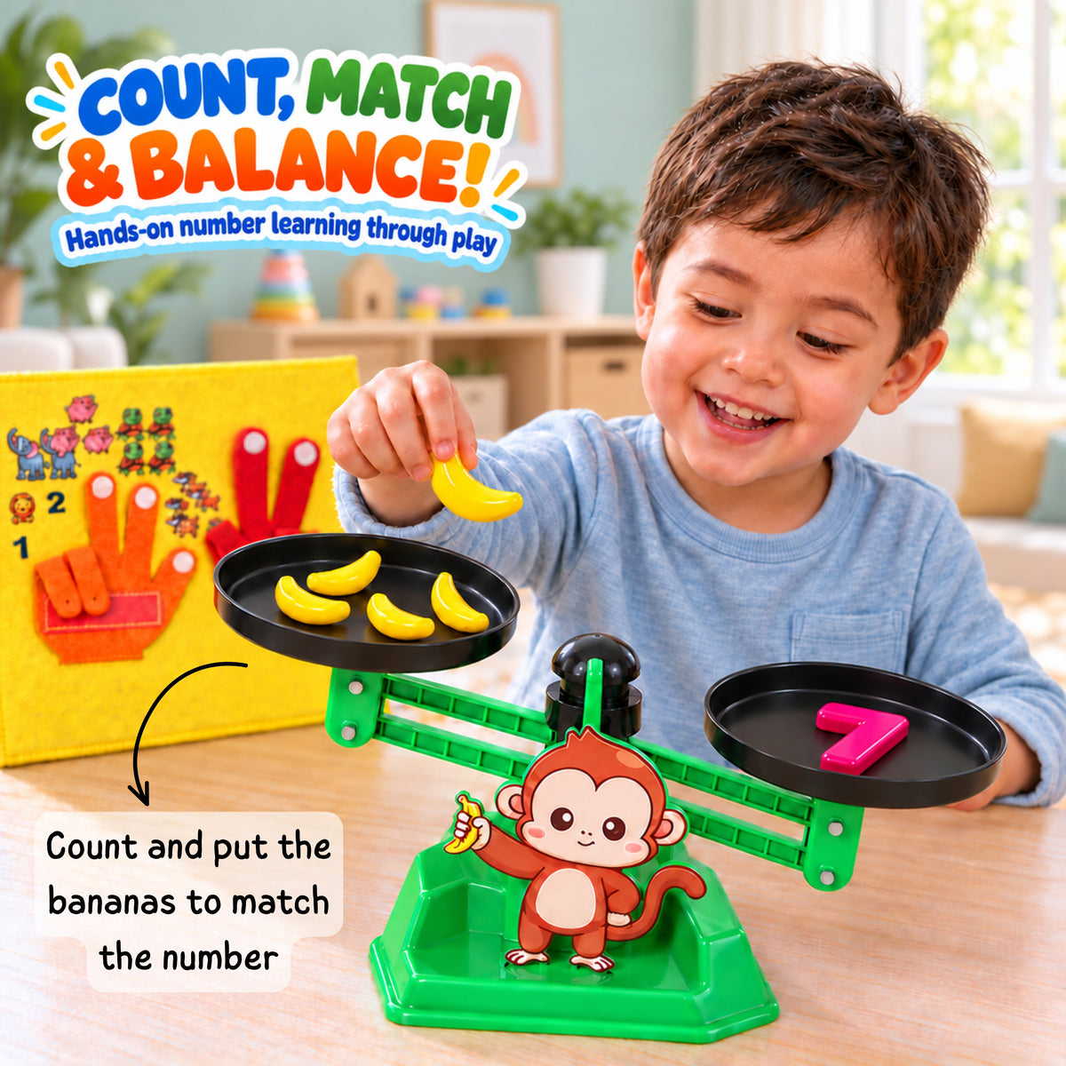 Monkey Balance Maths Game & Finger Counting Board