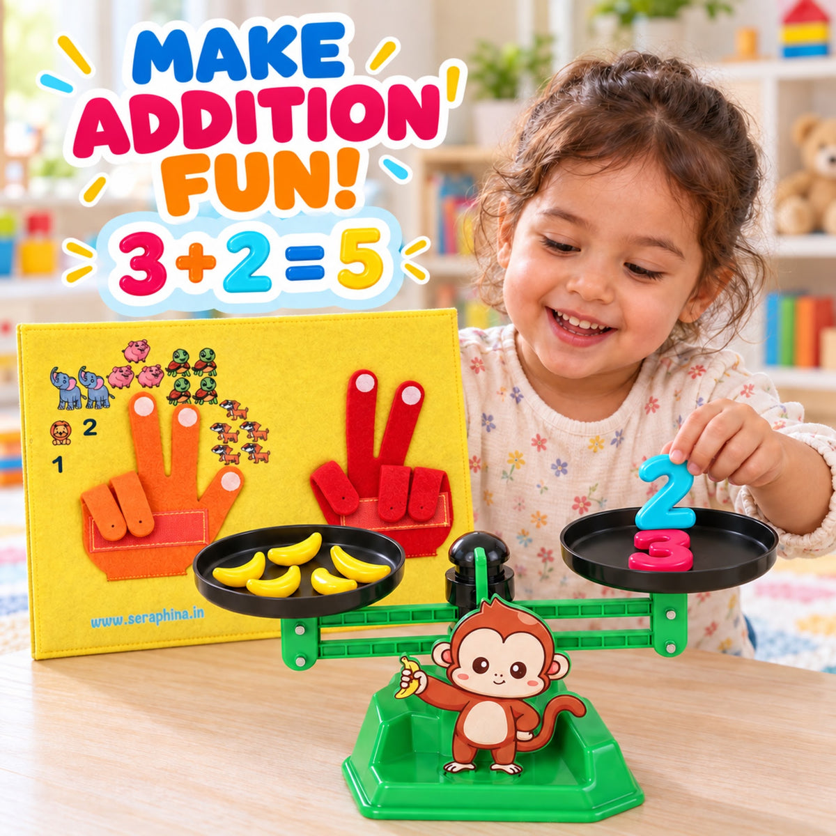 Monkey balance maths game set contents