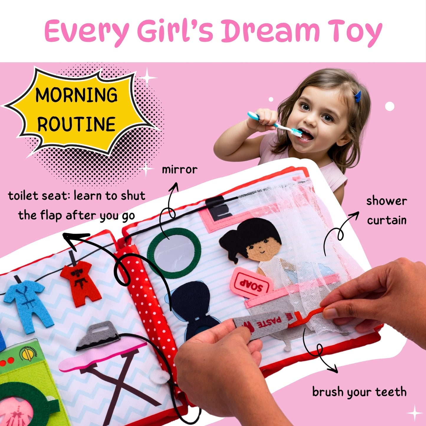 My Day at Home: A Girl's First Doll House - Montessori Quiet Book for Cognitive Development