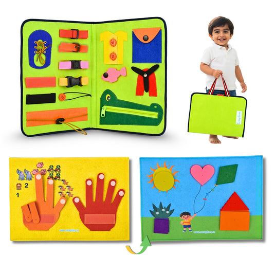 Life Skills, Numbers & Shapes 2-in-1 Montessori Busy Board Set