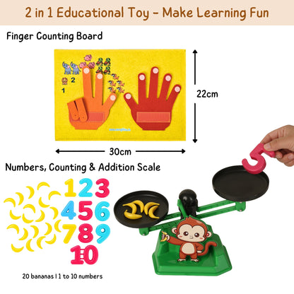Monkey balance scale with bananas and numbers