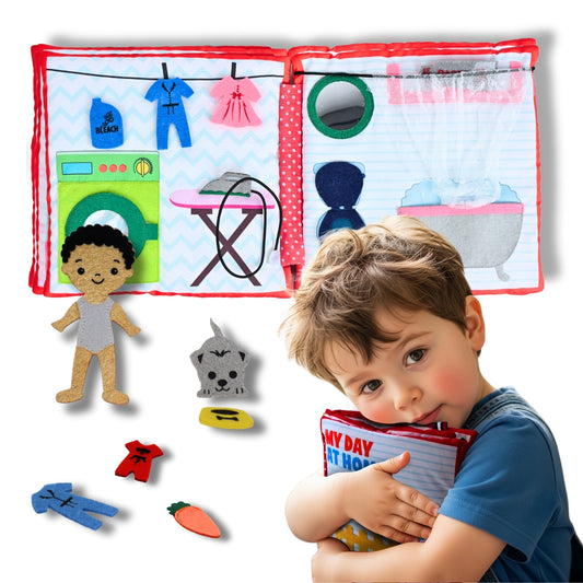 My Day At Home - Montessori Quiet Book For Boys - Interactive Learning and Creative Play for Cognitive Growth