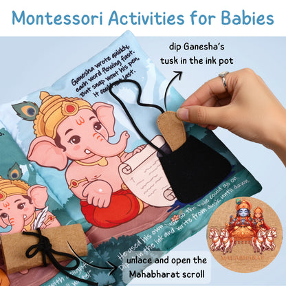Baby Ganesha - Montessori Sensory Cloth Book for Babies 0-12 Months