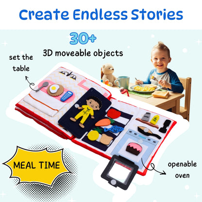 My Day At Home - Montessori Quiet Book For Boys - Interactive Learning and Creative Play for Cognitive Growth