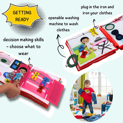 My Day At Home - Montessori Quiet Book For Boys - Interactive Learning and Creative Play for Cognitive Growth