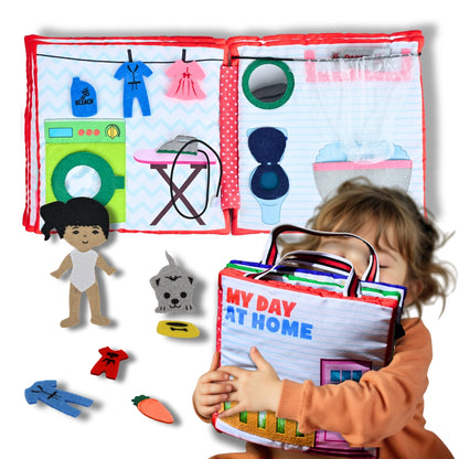 My Day at Home: A Girl's First Doll House - Montessori Quiet Book for Cognitive Development